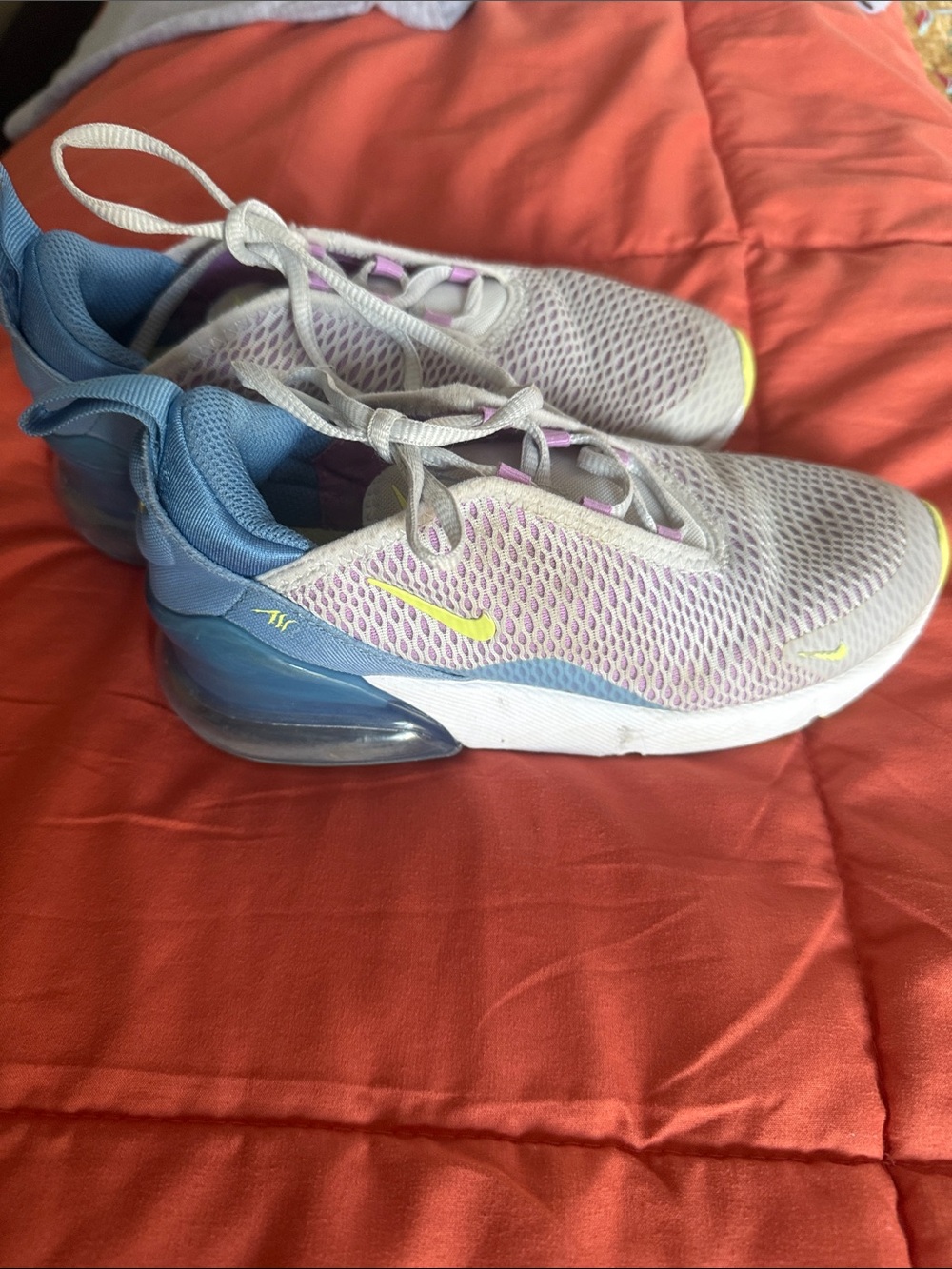 Nike Kids Air Max Style Sneakers in Light Gray, Blue and Yellow